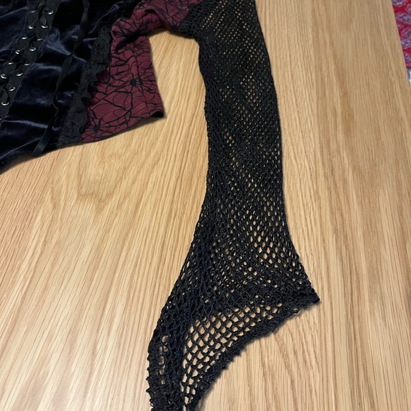 Y2K Cykxtees Goth Corset Top Spiderweb Fishnet S/M Vintage - Picture 4 of 8
